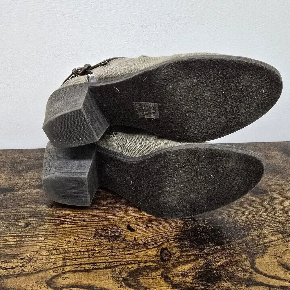 Blowfish Fella Gladiator Stacked Block Heel Open Peep Toe Bootie Sz 9 Taupe